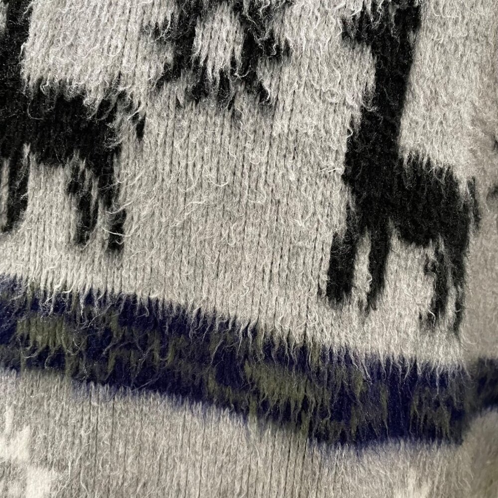 Gray Alpaca Patterned Zip-Up Sweater - image 10